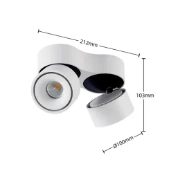 Arcchio LED plafondspot Rotari, wit, 2-lamps, 1640lm