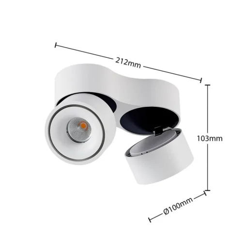 Arcchio LED plafondspot Rotari, wit, 2-lamps, 1640lm
