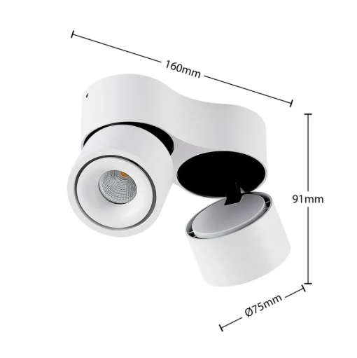 Arcchio LED plafondspot Rotari, wit, 2-lamps, 1140lm