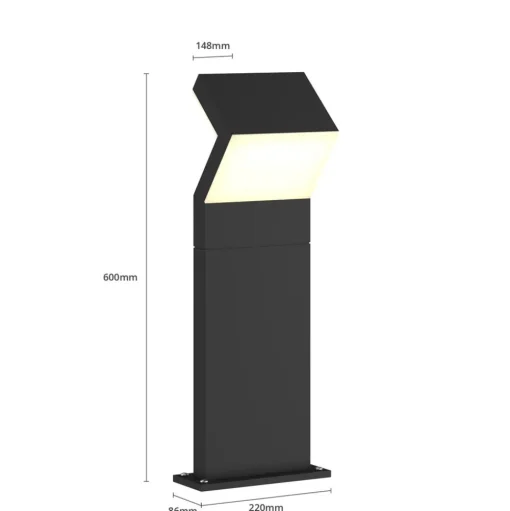 Arcchio LED sokkellamp Havin, antraciet, metaal, 60cm