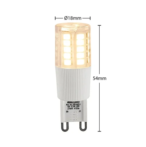 Arcchio LED stiftlamp, G9, 4,5 W, helder, 3.000 K, dimbaar