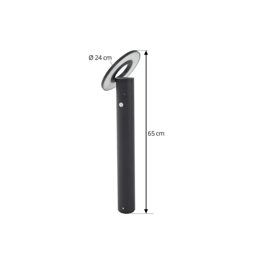 Arcchio LED tuinpadverlichting Tovio, antraciet, Ø 24cm, sensor