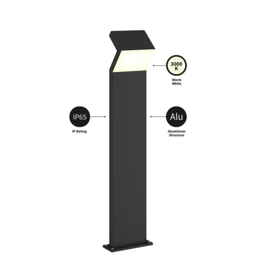Arcchio LED tuinpadverlichting Havin, antraciet, metaal, 100cm