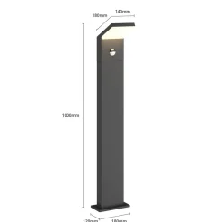 Arcchio LED tuinpadverlichting Yolena, sensor, 100cm, antraciet