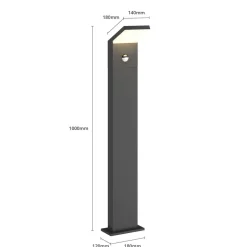Arcchio LED tuinpadverlichting Yolena, sensor, 100cm, antraciet