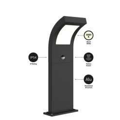 Arcchio LED tuinpadverlichting, 60 cm, antraciet, sensor, IP54