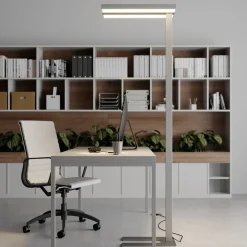 Arcchio LED vloerlamp Logan Basic, zilver, 6.000 lm, dimbaar