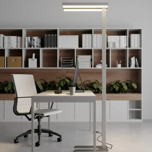 Arcchio LED vloerlamp Logan Basic, zilver, 6.000 lm, dimbaar