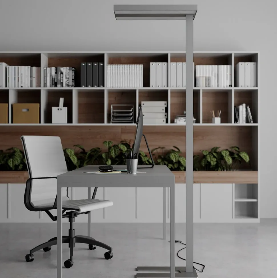 Arcchio LED vloerlamp Logan Basic, set van 2, zilver, 6000 lm