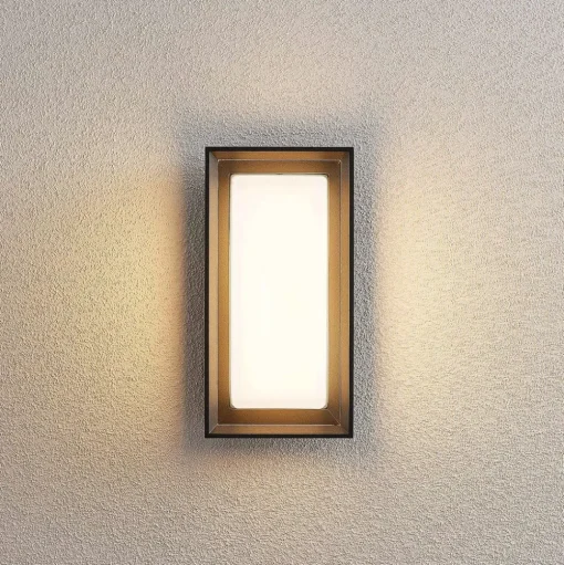 Arcchio LED wandlamp Ismera, antraciet/opaal, IP65, glas