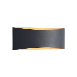 Arcchio LED wandlamp Jelle, 27 cm, zwart/goud, omhoog/omlaag