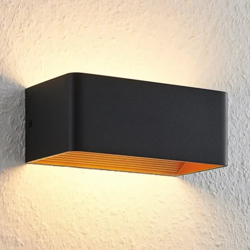 Arcchio LED wandlamp Karam, 20 cm, zwart, metaal, omhoog/omlaag