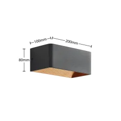 Arcchio LED wandlamp Karam, 20 cm, zwart, metaal, omhoog/omlaag