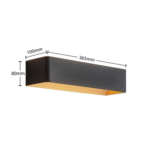 Arcchio LED wandlamp Karam, 37 cm, zwart, metaal, omhoog/omlaag