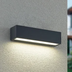 Arcchio LED wandlamp Lengo, 25 cm, antraciet, down, CCT