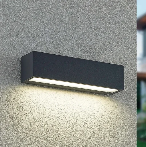 Arcchio LED wandlamp Lengo, 25 cm, antraciet, down, CCT