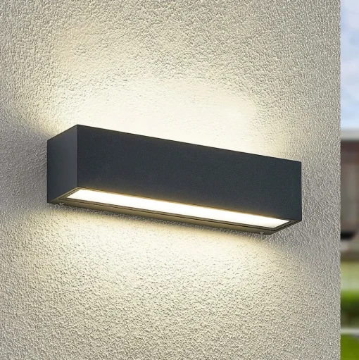 Arcchio LED wandlamp Lengo, 25cm, antraciet, omhoog/omlaag, CCT
