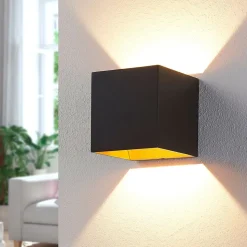Arcchio LED wandlamp Zuzana, hoekig, zwart, 10 cm breed