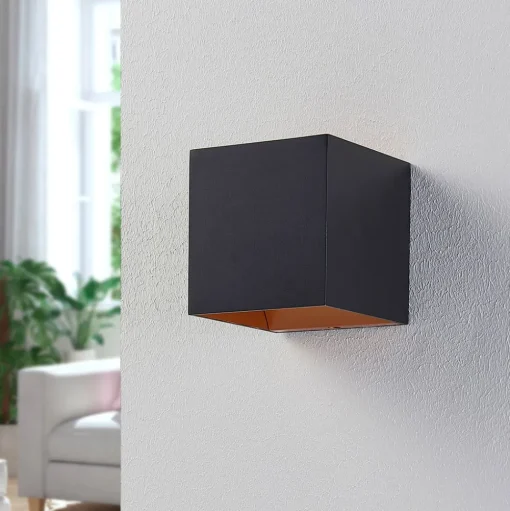 Arcchio LED wandlamp Zuzana, hoekig, zwart, 10 cm breed