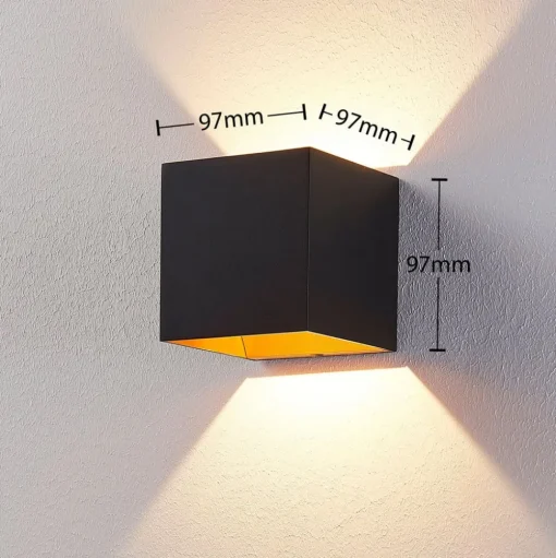 Arcchio LED wandlamp Zuzana, hoekig, zwart, 10 cm breed