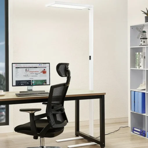 Arcchio Nelus LED kantoor vloerlamp, sensor, wit