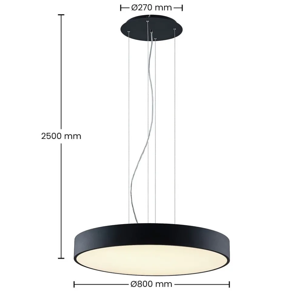 Arcchio Noabelle LED hanglamp, zwart, 80 cm