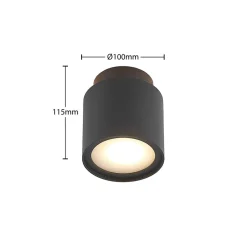 Arcchio plafondlamp Walisa, Ø 10 cm, zwart, diffuser, GU10