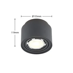 Arcchio plafondlamp Walisa, rond, zwart, aluminium, set van 3