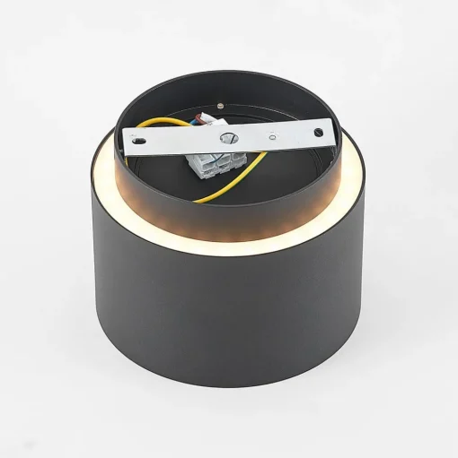 Arcchio plafondlamp Walisa, Ø 15 cm, zwart, metaal, GU10