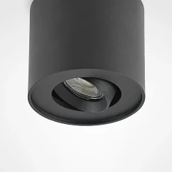 Arcchio plafondlamp Walisa, Ø 10 cm, zwart, metaal, GU10
