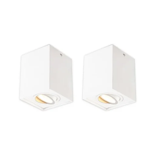 Arcchio plafondspot Jolina, hoekig, wit, set van 2, aluminium
