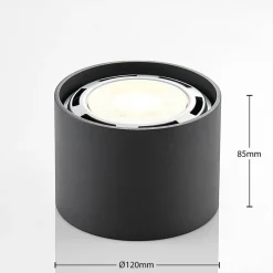 Arcchio plafondspot Mabel, Ø 12 cm, grijs, metaal, GU10