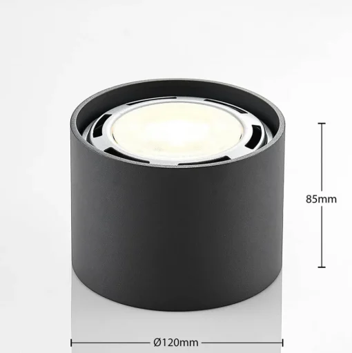 Arcchio plafondspot Mabel, Ø 12 cm, grijs, metaal, GU10