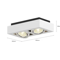 Arcchio plafondspot Ronka, 34 cm, 2-lamps, wit, GU10