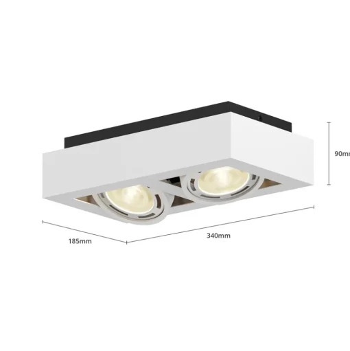 Arcchio plafondspot Ronka, 34 cm, 2-lamps, wit, GU10