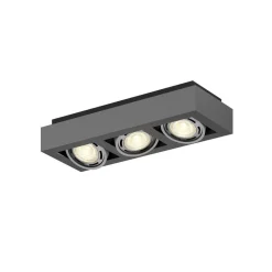 Arcchio plafondspot Ronka, 50 cm, 3-lamps, grijs, GU10