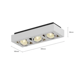 Arcchio plafondspot Ronka, 50 cm, 3-lamps, wit, GU10