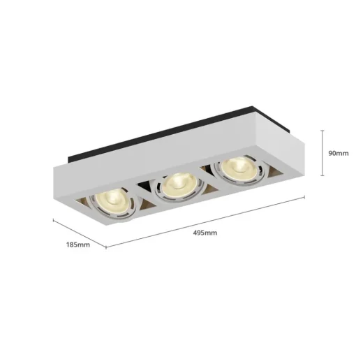 Arcchio plafondspot Ronka, 50 cm, 3-lamps, wit, GU10