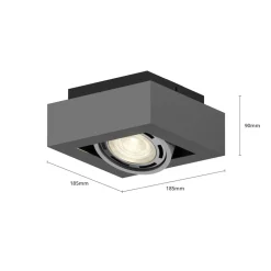 Arcchio plafondspot Ronka, grijs, 19 cm x 19 cm, GU10