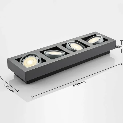 Arcchio plafondspot Ronka, 65 cm, 4-lamps, grijs, GU10