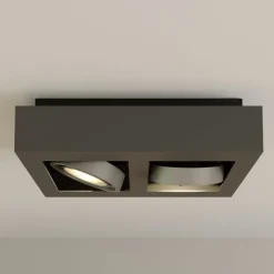 Arcchio plafondspot Ronka, 34 cm, 2-lamps, grijs, GU10