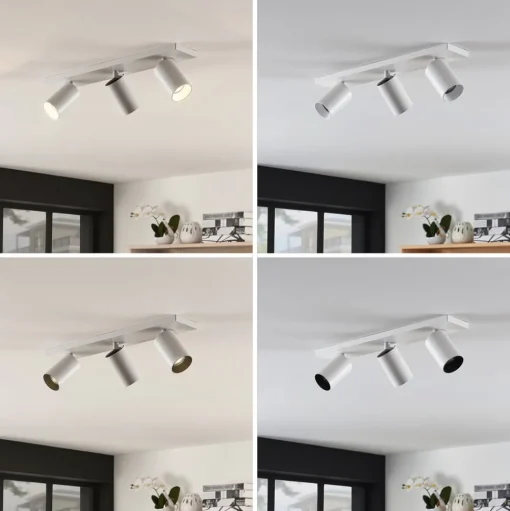 Arcchio spot Brinja, set van 2, wit, hoekig, 3-lamps, GU10