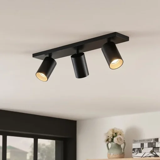 Arcchio spot Brinja, set van 2, zwart, hoekig, 3-lamps