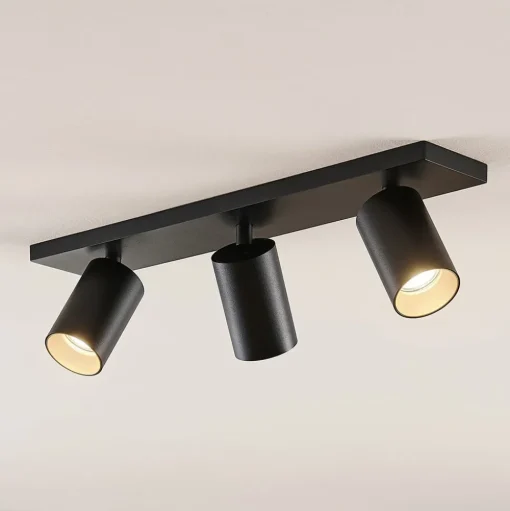 Arcchio spot Brinja, set van 2, zwart, hoekig, 3-lamps