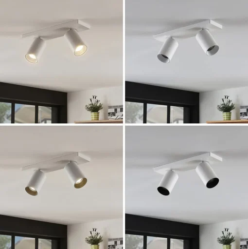 Arcchio spot Brinja, set van 2, wit, hoekig, 2-lamps, GU10