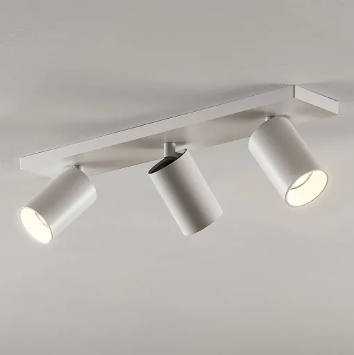 Arcchio spot Brinja, wit, hoekig, Ø 6 cm, 3-lamps, GU10