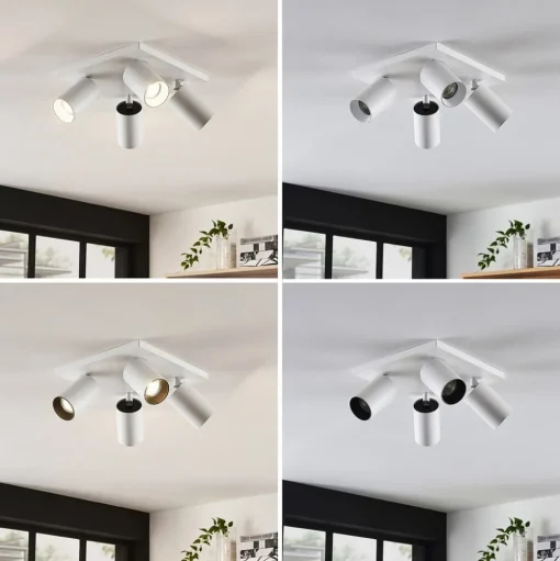 Arcchio spot Brinja, wit, hoekig, Ø 6 cm, 4-lamps, GU10