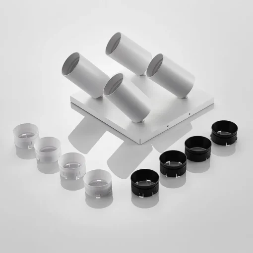 Arcchio spot Brinja, wit, hoekig, Ø 6 cm, 4-lamps, GU10