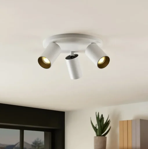 Arcchio spot Brinja, wit, rond, Ø 6 cm, 3-lamps, GU10