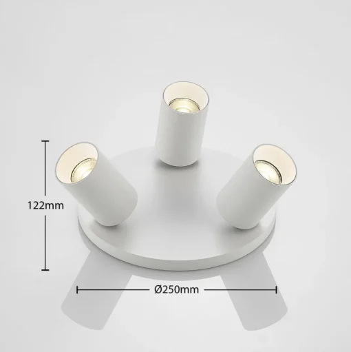 Arcchio spot Brinja, wit, rond, Ø 6 cm, 3-lamps, GU10